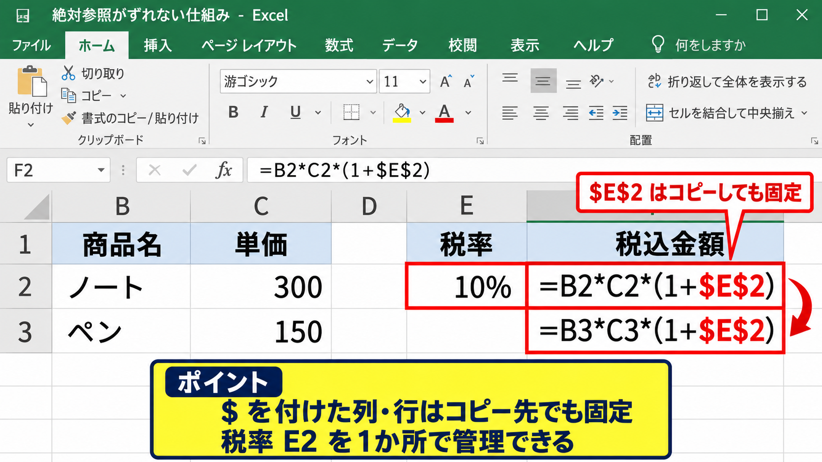 相対参照と絶対参照の違い - 絶対参照がずれない仕組み